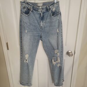 abercrombie fitch Ultra high rise curve love jeans sz16 Acid wash raw hem distrd